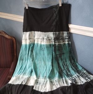 Tracy Evans Aqua Blue/ Black & White Limited Maxi Skirt
